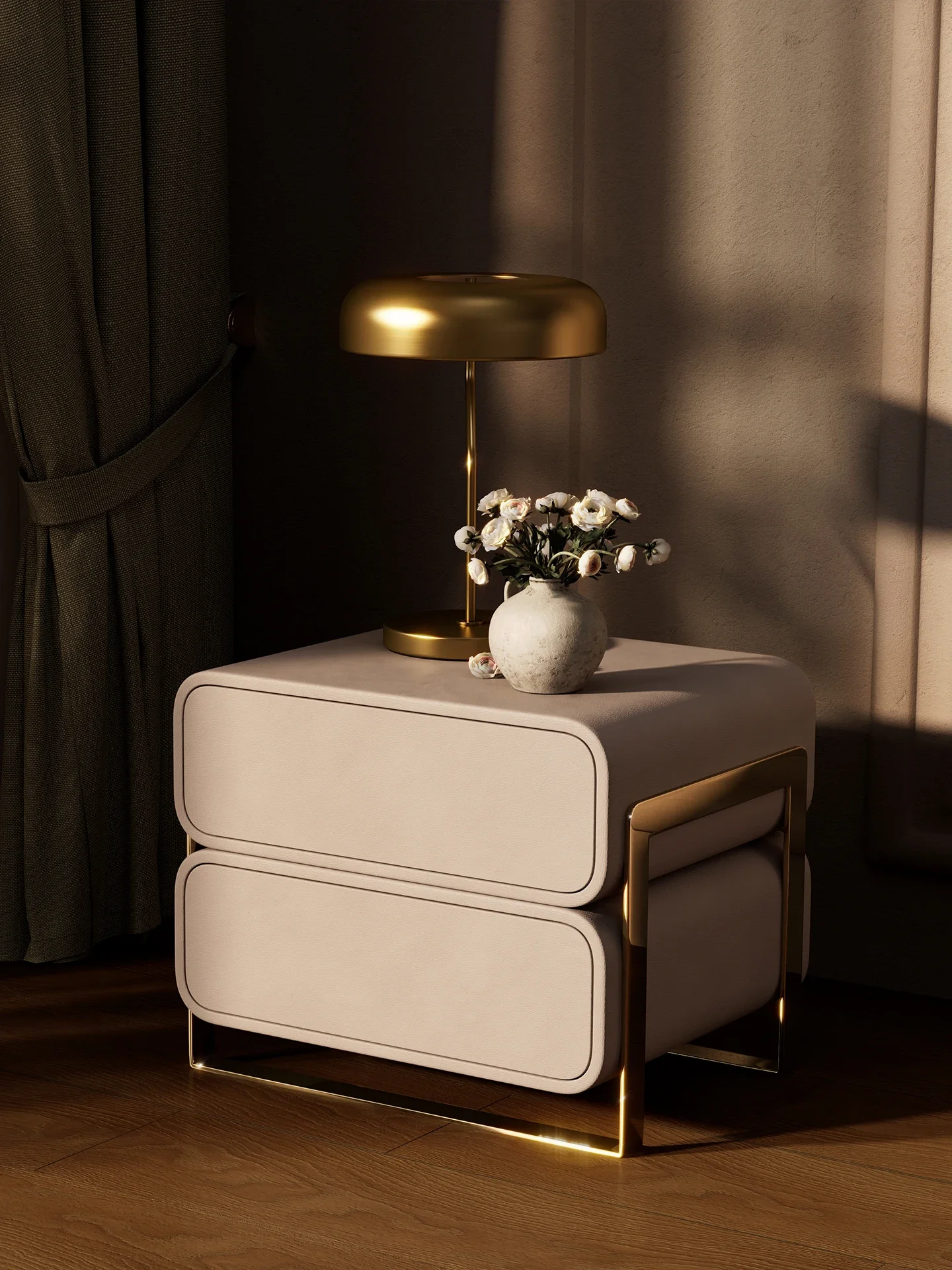 Smart bedside table light luxury Italian minimalist, surprising quiet wind modern simple storage bedroom bedside table