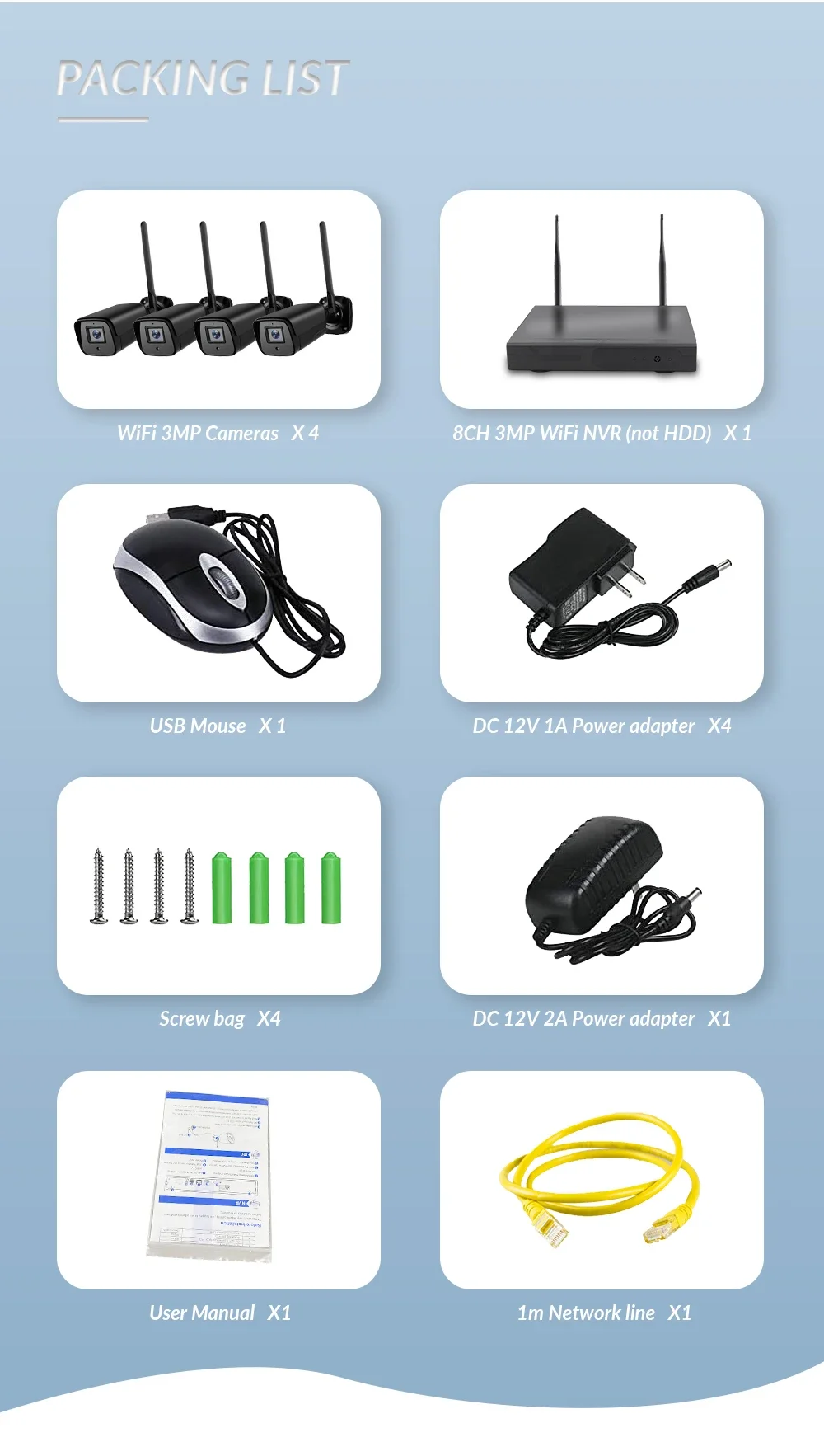 4チャンネル19インチLCD Wi-Fi監視カメラセキュリティ監視ワイヤレスCCTVシステムOEM工場