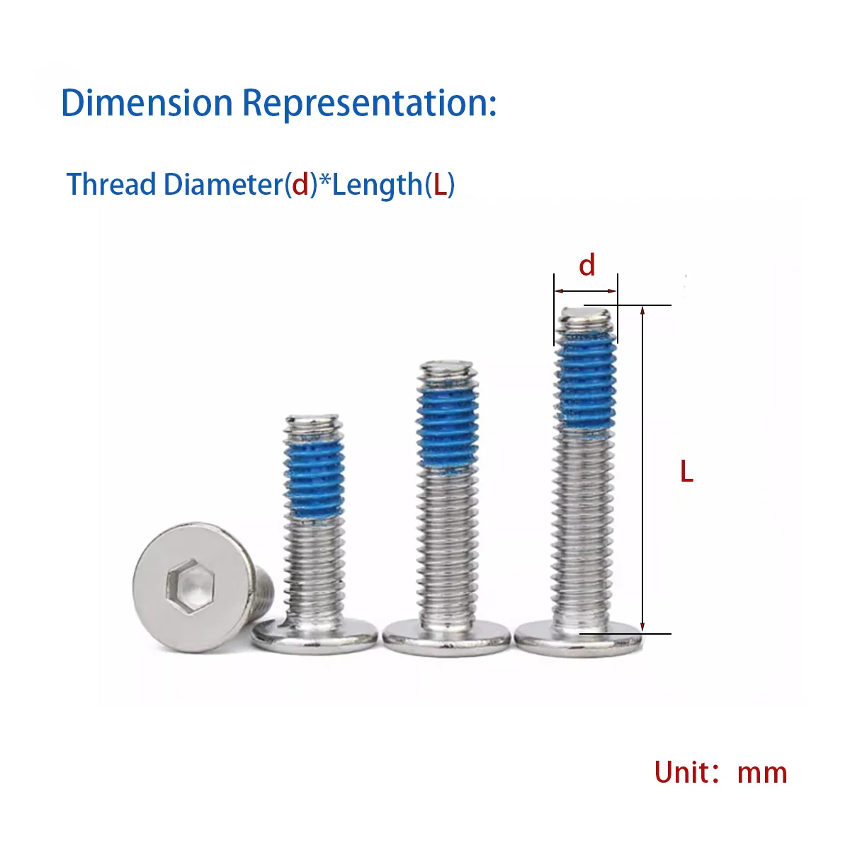 304 Stainless Steel Glue/Dispensing Flat Head Hexagon Socket Screw M2M2.5M3M4M5M6