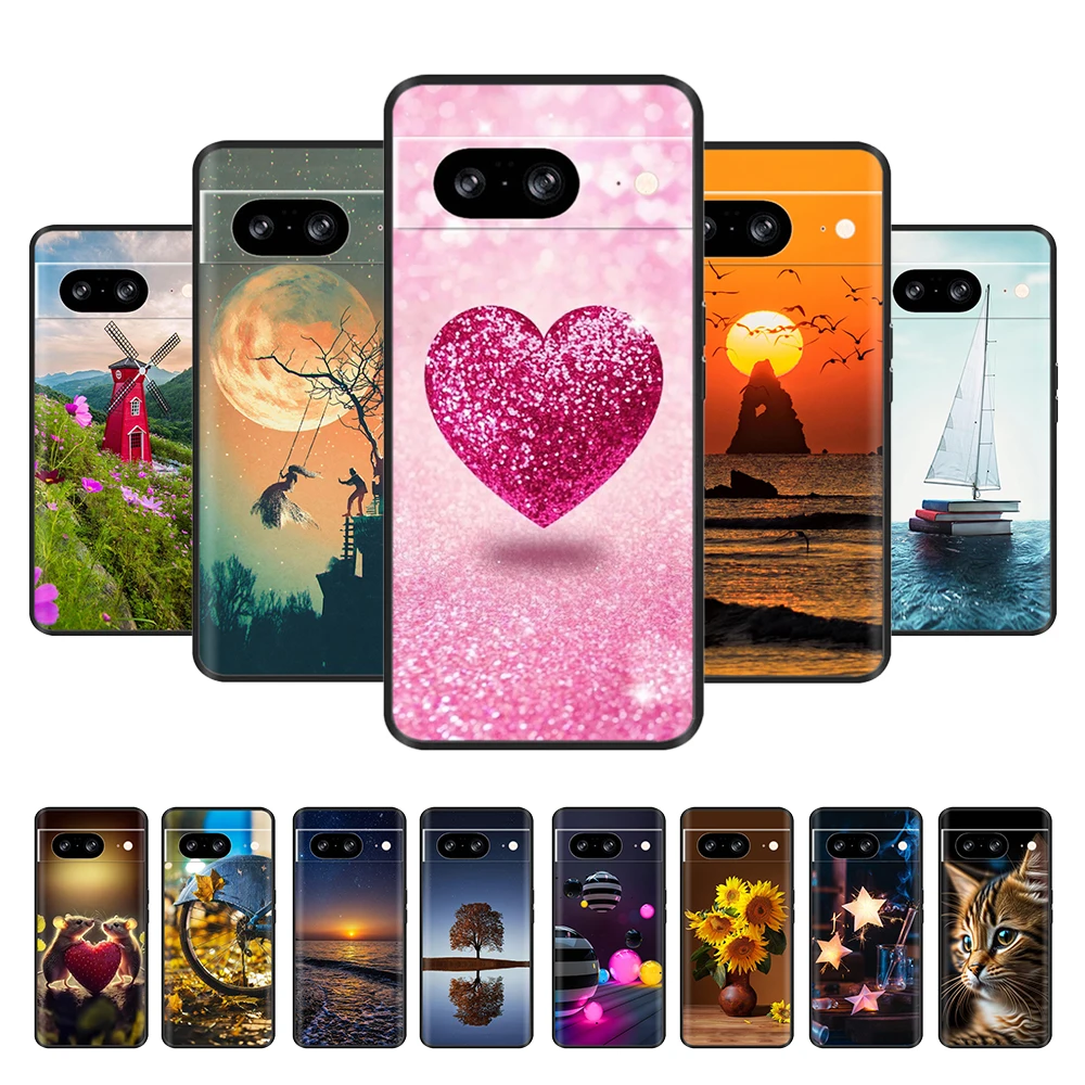 For Google Pixel 8 Pro Case Painted Cover Shockproof Soft Silicone Phone Cases For Google Pixel 8 8A  Pixel8 8Pro Funda Bumper