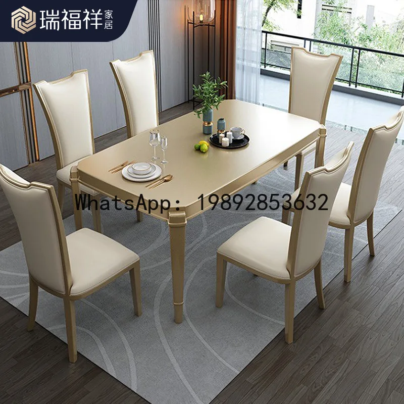 YFY American Style Home Light Luxury Modern Dining Long Table Four-Person Table Dining Chair Set Living Room Furniture