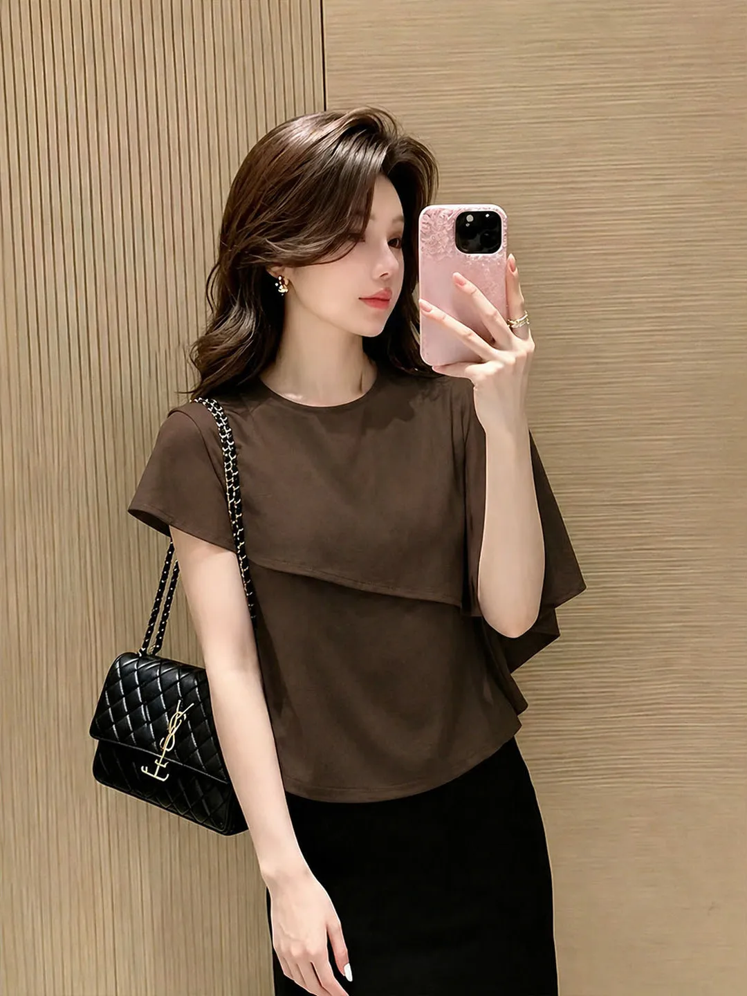 

Comfortable Commuter Style Short Sleeve Top Korean Design Sensation Summer Fashionable Versatile Soft Simple Casual Shirt
