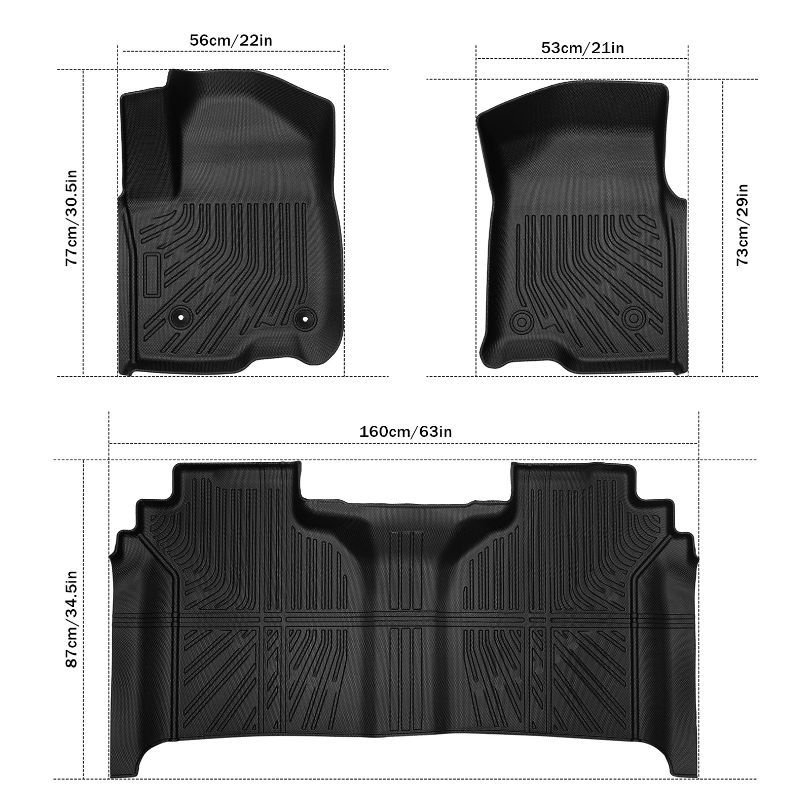 3Pcs/Set Car Floor Mats Compatible for Sierra/Silverado 1500 2019-2024 All-Weather Automotive Floor Mats Waterproof Heavy Duty Car Mats Flexible Floor Liners