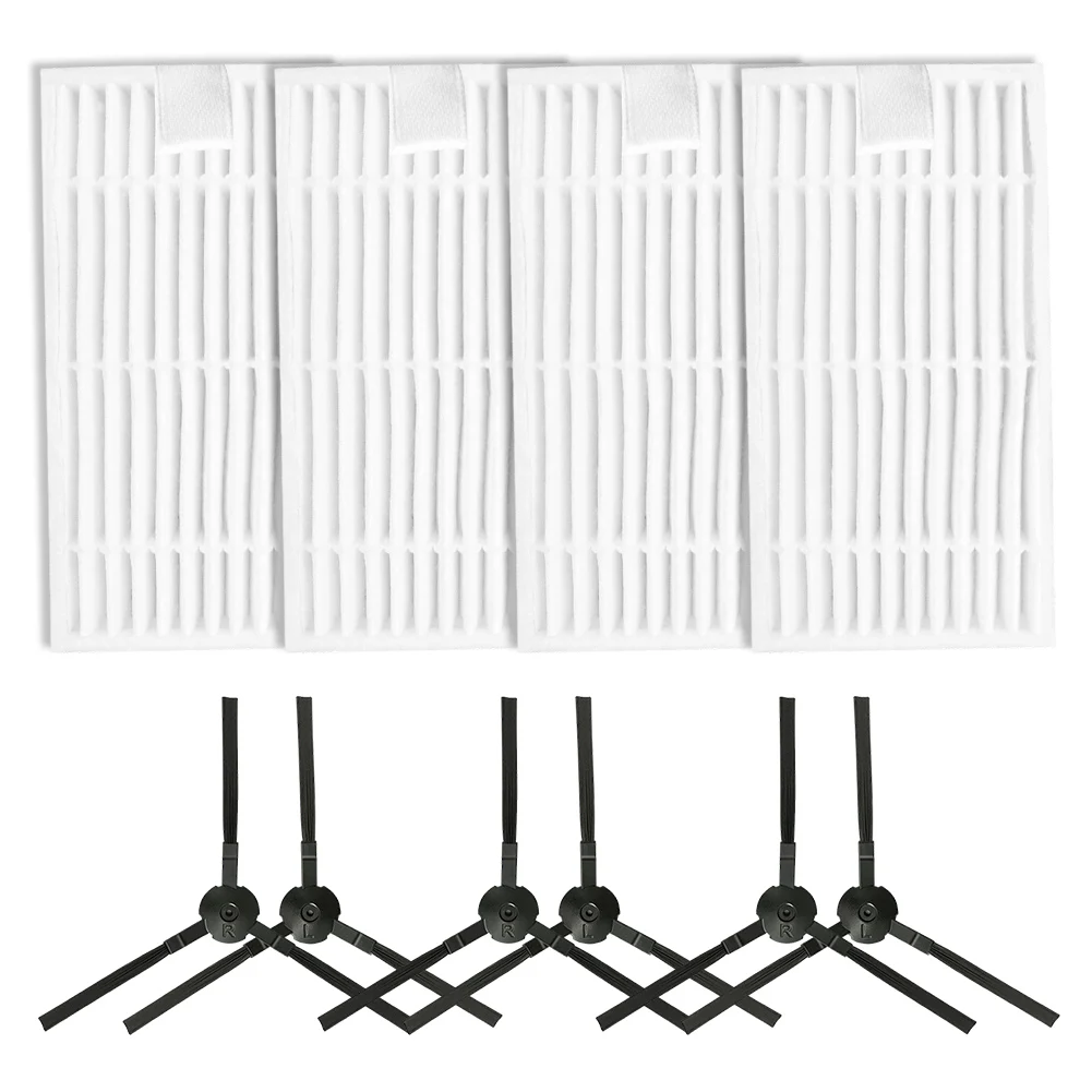 For ILIFE Model Specific Accessory Kit Complete Set of Filtering Components Four HEPA Filters and Six Side Brushes