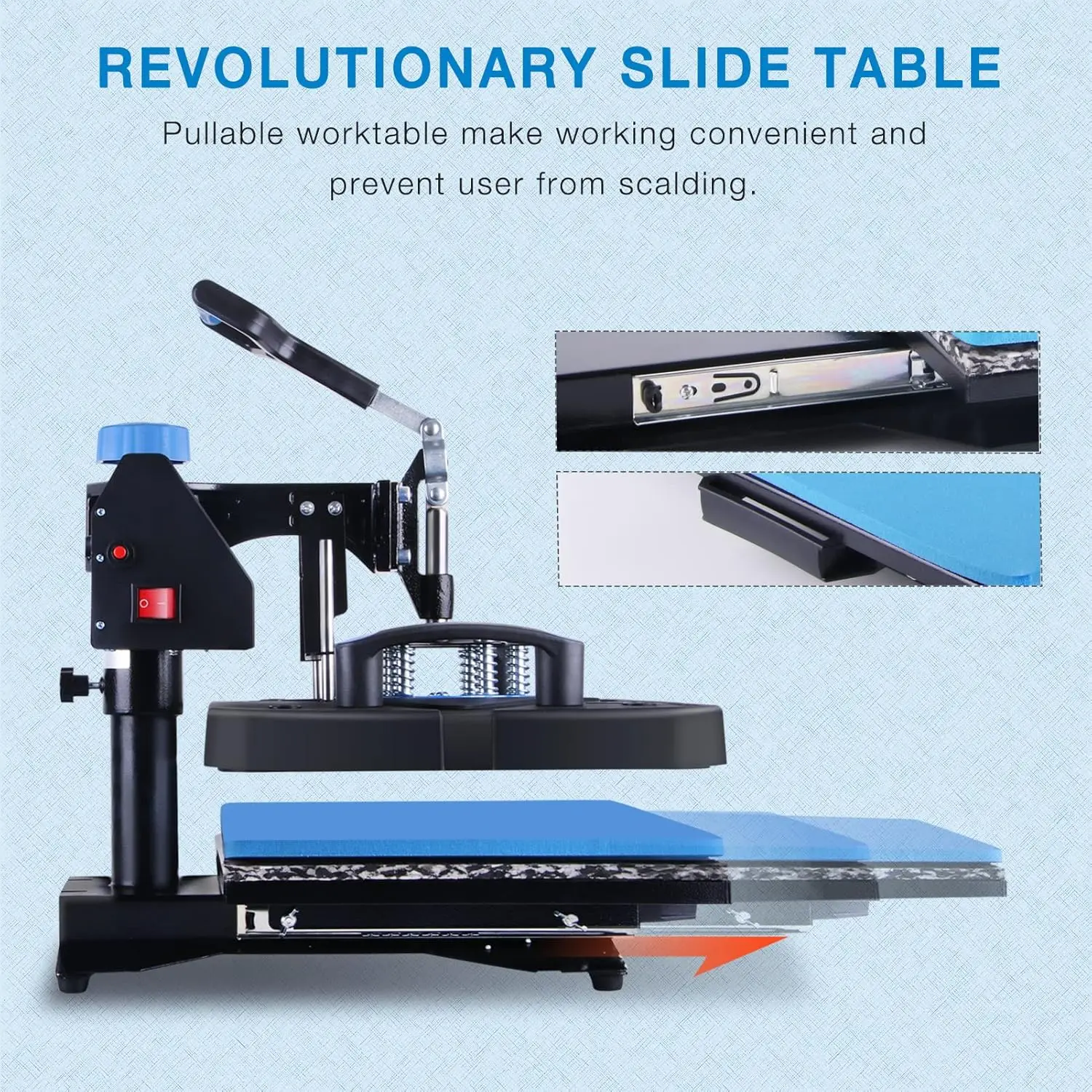 Atualizado Heat Press Machine, 5 em 1, 15x15 em, máquina de transferência de calor, 360 graus Swing Away, Multifunction