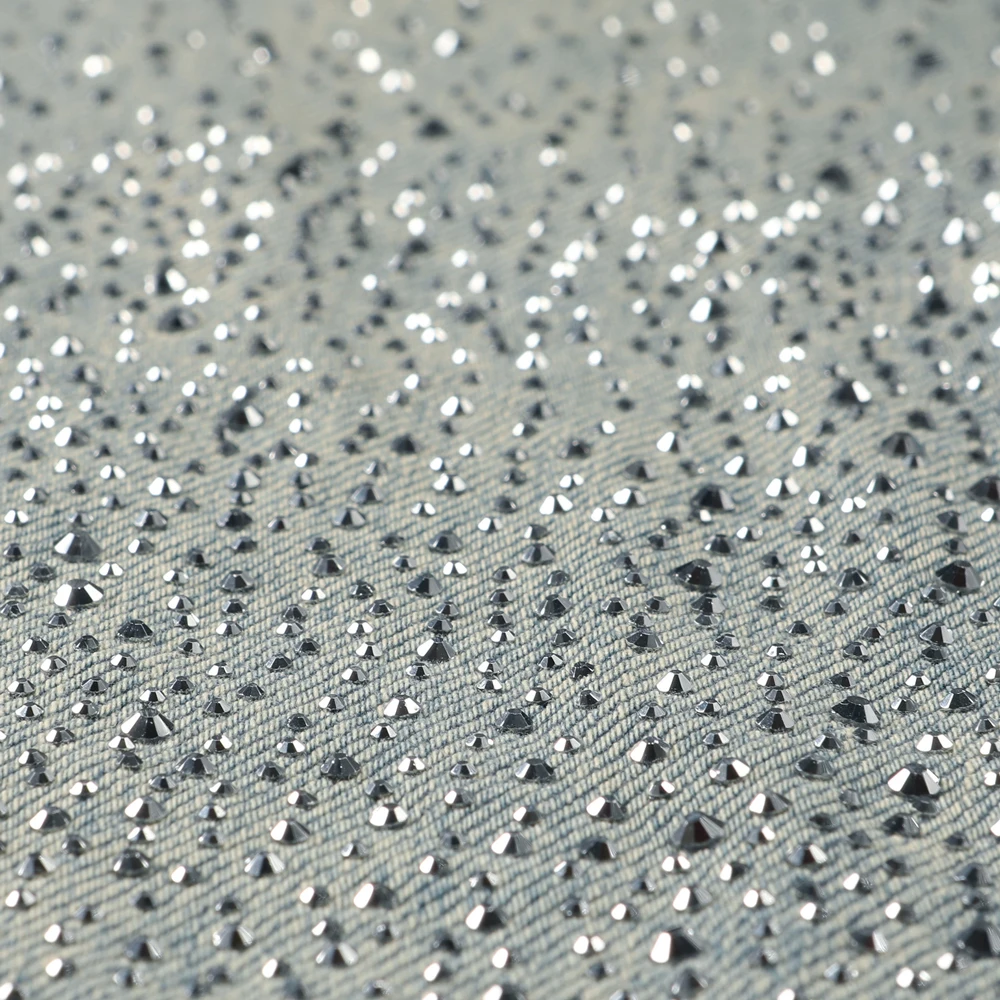 Pantalones holgados Ropa de calle Pantalones casuales retro desgastados Estilo callejero Jeans de mezclilla de algodón pesado con diamantes de imitación completos Ropa de hombre