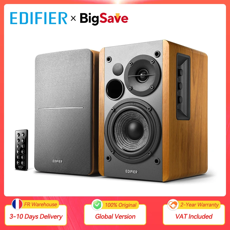 Edifier R1280DB 2.0 Active Bookshelf Speaker 42W RMS Bluetooth Speakers RCA AUX Optical Coaxial Input with Remote Control