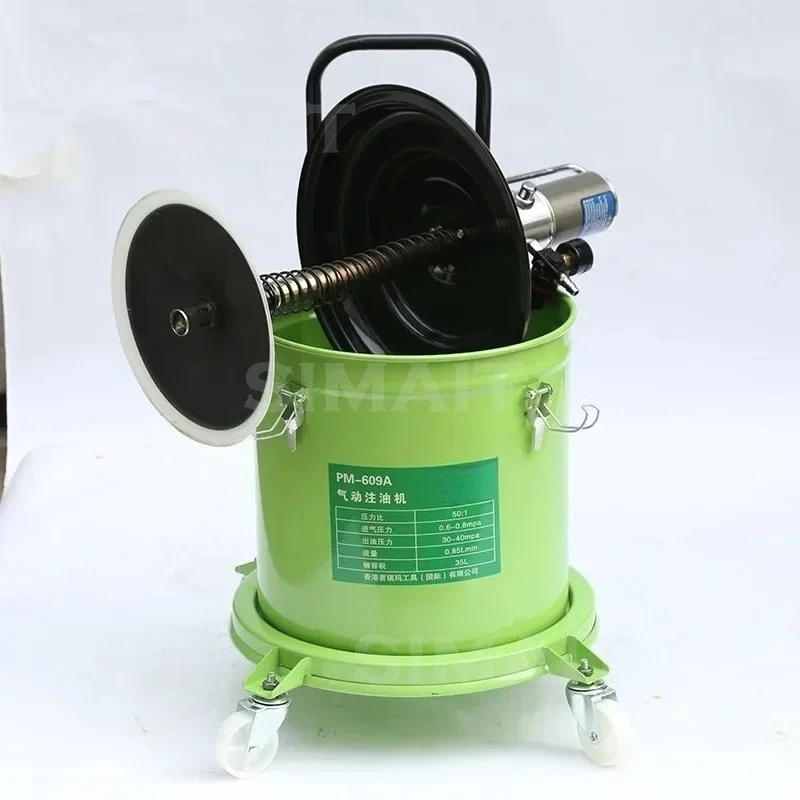 12L/35L High Pressure Pneumatic Grease Gun Lubrication Pump 50:1 with Steel Bucket