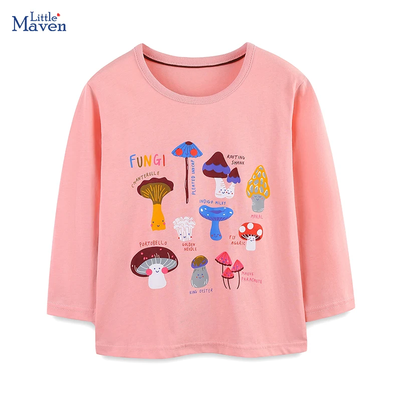 Little Maven Baby Mädchen Langarm T-Shirt Cartoon Pilze Mädchen Casual Tops Herbst Frühling Kinderkleidung Kinderkostüm