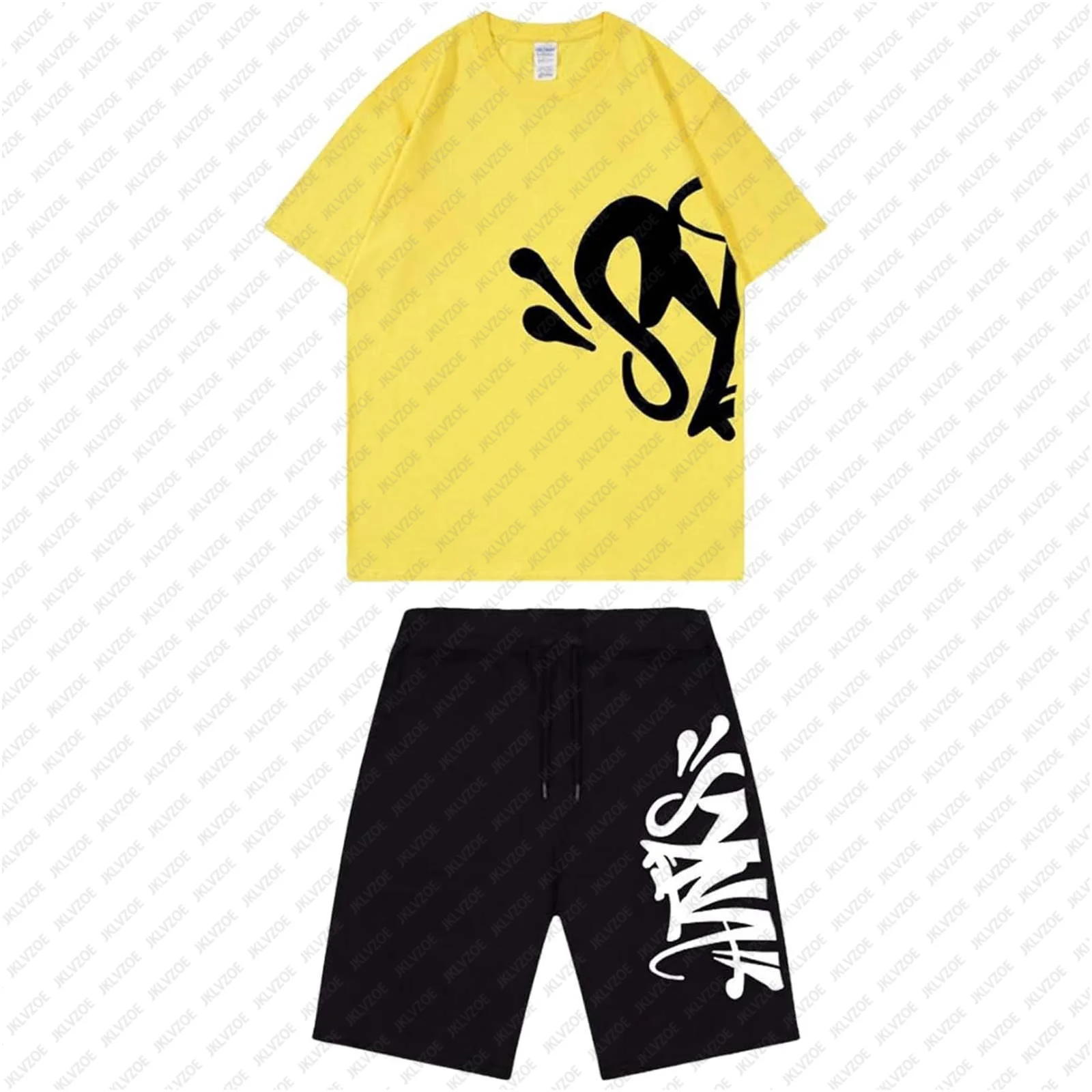 

European And American Street Fashion Short Sleeved Suit Men's Suit 3d Printed Comfortable Casual T-Shirt Shorts Set Couple Set