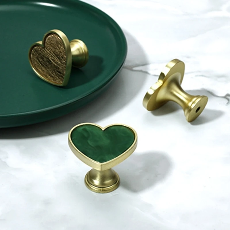 Heart Shaped Drawer Pull Set of 6, Metal Furniture Knobs for Dresser Drawers, Storage Cabinets and Bedroom Use D2RD