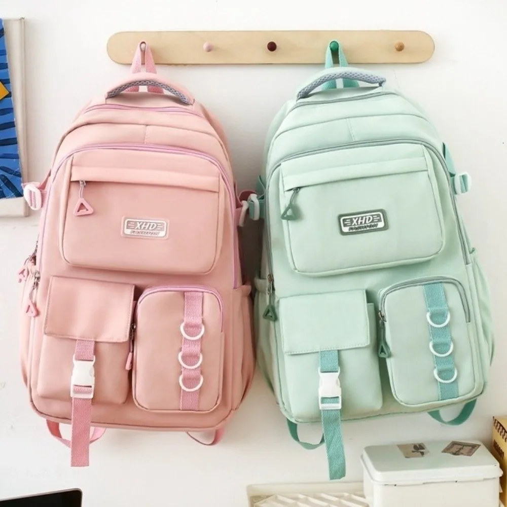 Nylon-Schulrucksack mit großer Kapazität, verstellbaren gepolsterten Schultergurten, Laptop-Fach, wasserabweisend, mehrere Taschen – Detail 2