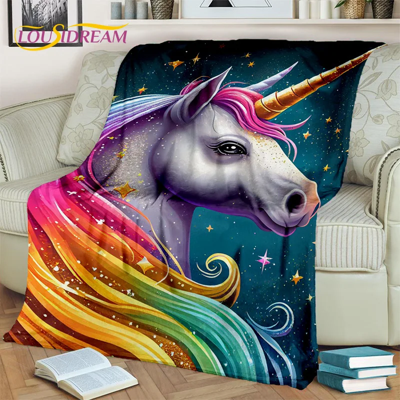 Cartoon Cute Unicorn Girl Birthday Gift Blanket,Soft Throw Blanket for Home Bedroom Bed Sofa Picnic Travel Cover Blanket Kids