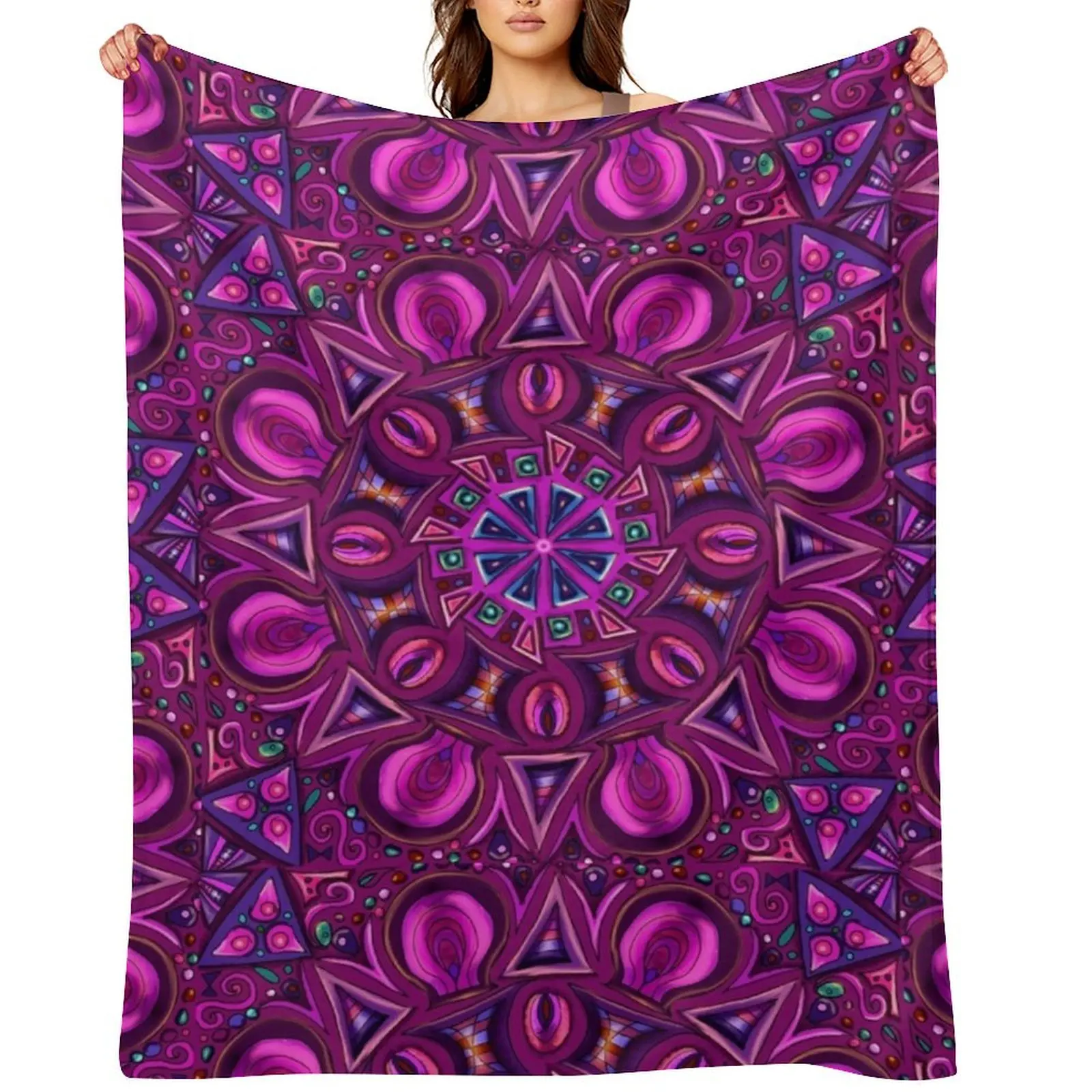 

Kaleidoscope Throw Blanket Plush Beach Travel Hair Blankets
