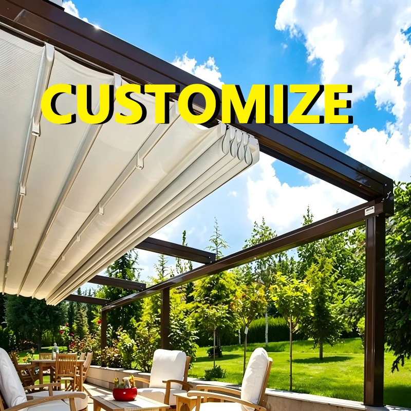 Any Size Custom Aluminum Bioclimatic Pergola Snow Resistant Thick Aluminum Profile Motorized Louver Outdoor Courtyard Sun Canopy