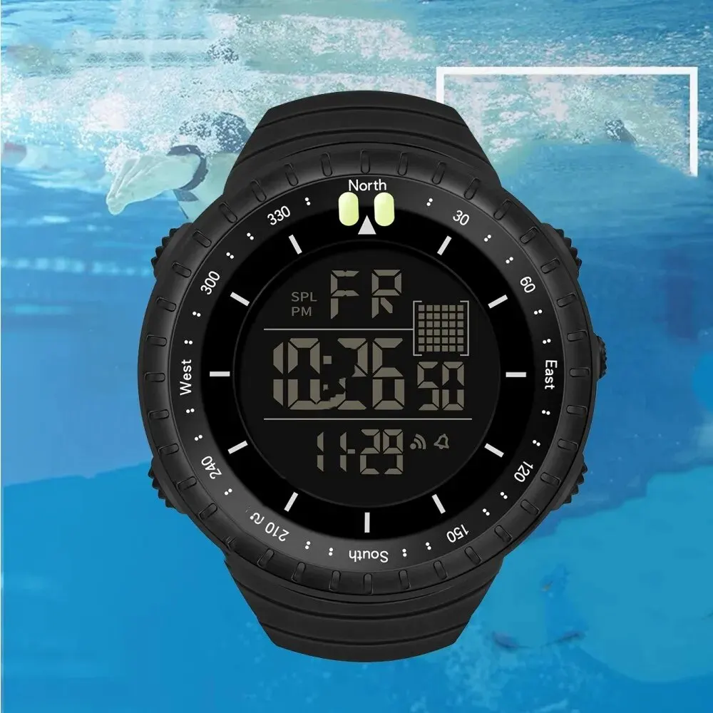 SYNOKE Watch Outdoor Sports Multifunctional Waterproof Shock Resistant Large Screen Display Luminous LED Digital Watch For Men