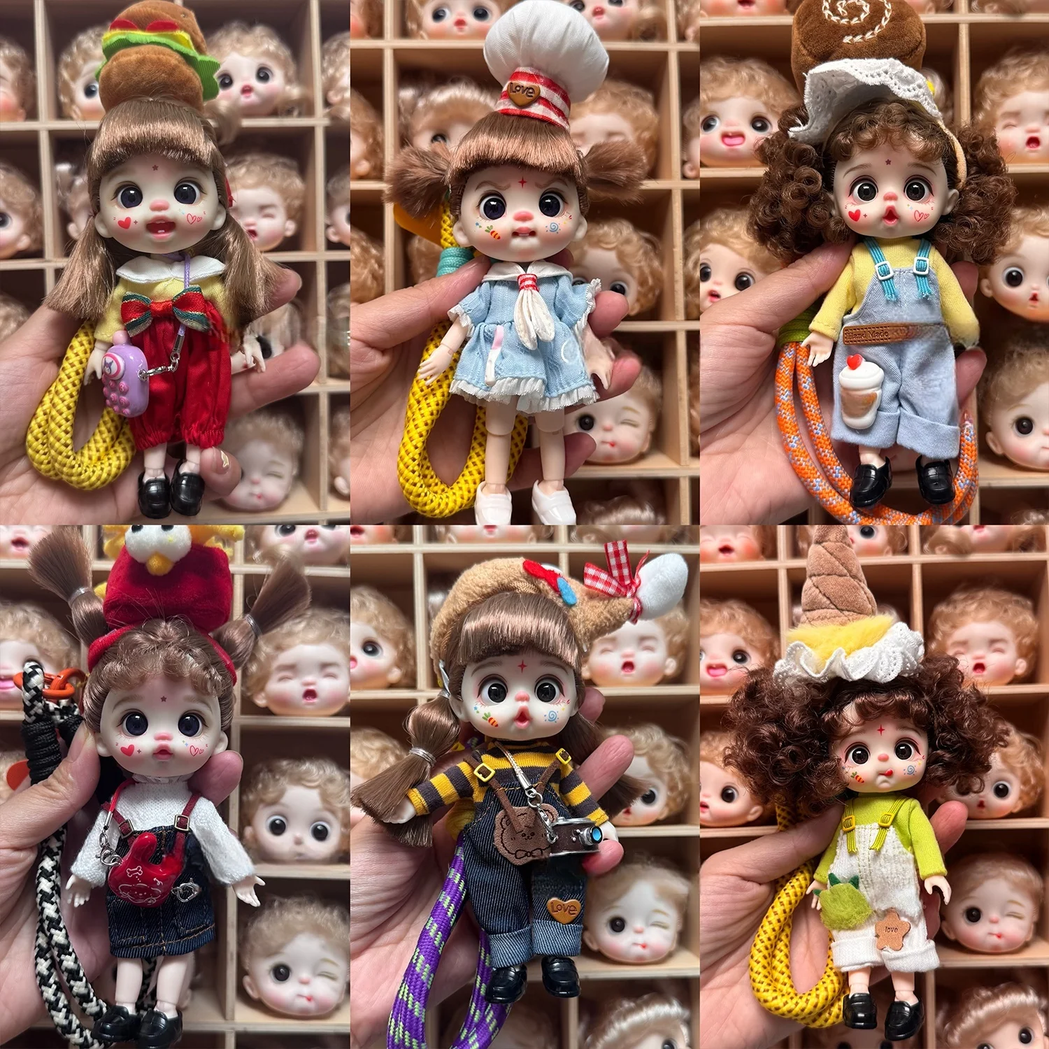 

Loli Fen doll interchangeable 14cm articulated cute doll with three in one phone lanyard backpack pendant birthday present