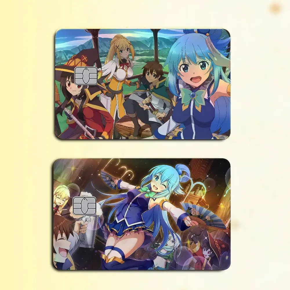 Anime K-KonoSuba S-Season Laser Holographic Card Sticker For Credit Debit Cards 4pcs/Set Waterproof Scratch-Resistant Protector