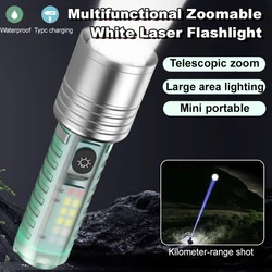 High brightness upgraded led wick portable light Rechargeable Flashlight multifunction Red and blue warning purple light