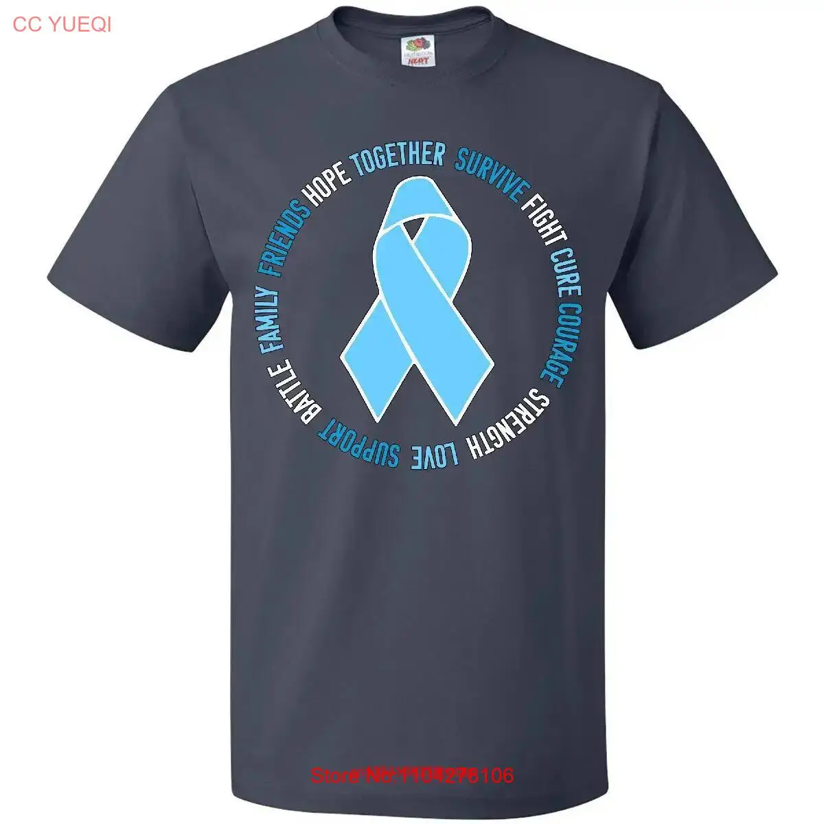 Inktastic Word Circle Prostate Cancer Awareness T Shirt Light Blue Hope long or short sleeves