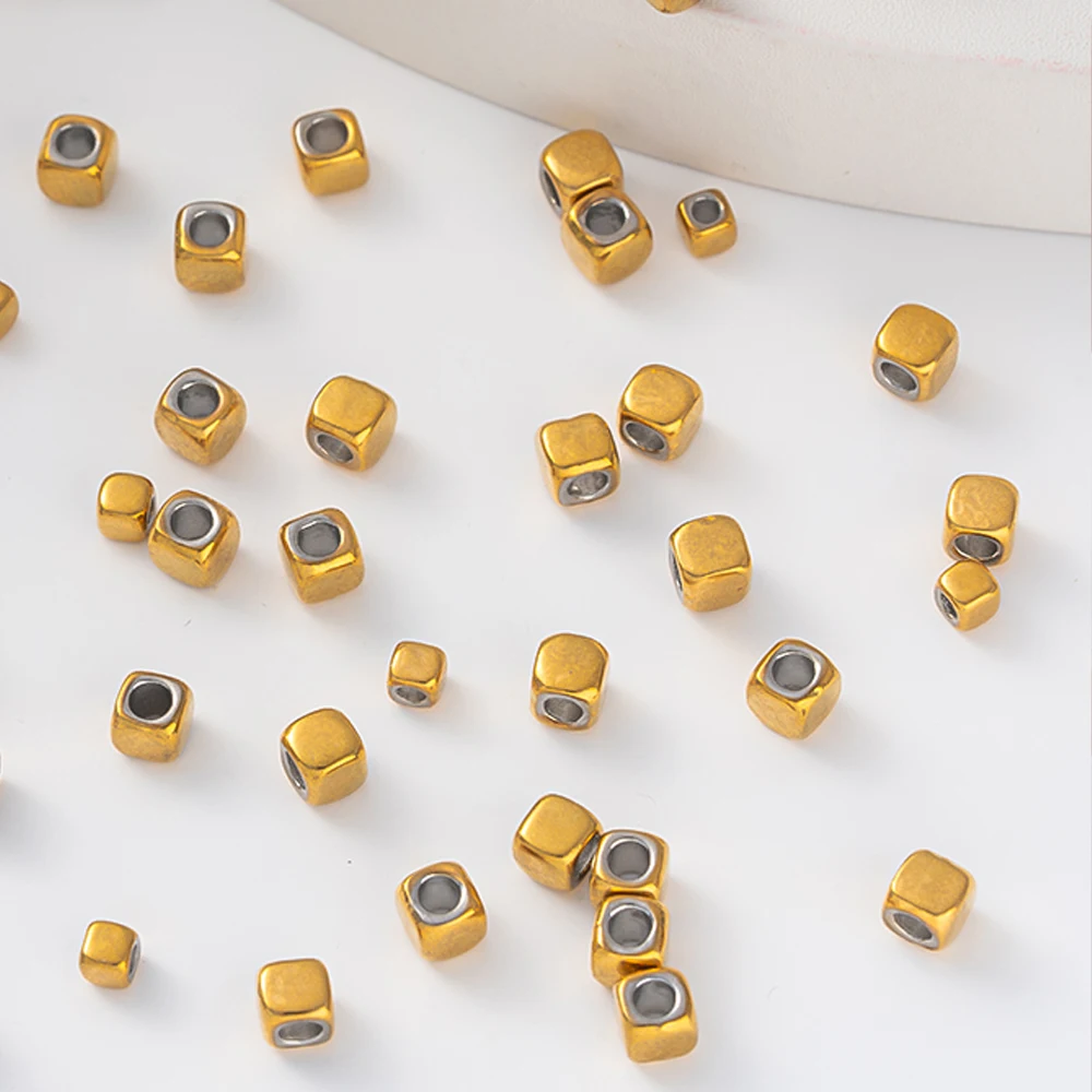 50 قطعة 2/3/4 مللي متر مطلية بالذهب الفولاذ المقاوم للصدأ مكعب خزر عازل المهر فضفاض ل سوار ذاتي الصنع قلادة صنع المجوهرات النتائج #5