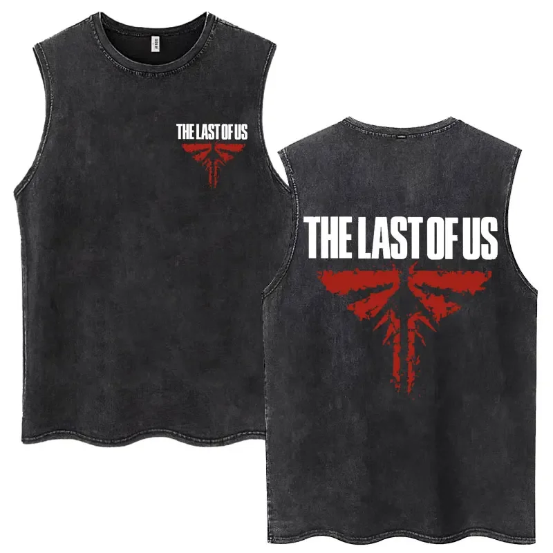 The Last of Us يبحث عن الضوء اليراع غسلها تانك القمم الرجال Harajuku خمر بلا أكمام تي شيرت 100% القطن المتضخم تيز
