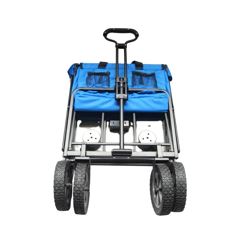 High quality Dual Flat Fold Wagon large wheel camping beach wagon