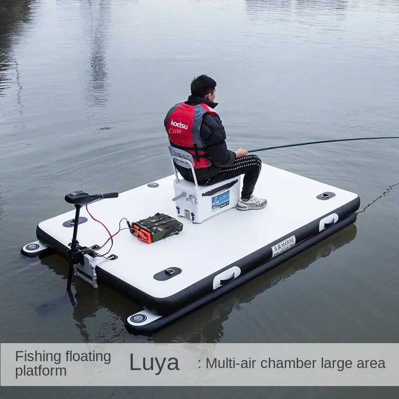 Water fishing floating platform inflatable rubber boat folding paddle boat mobile sea fishing boat portable hovercraft