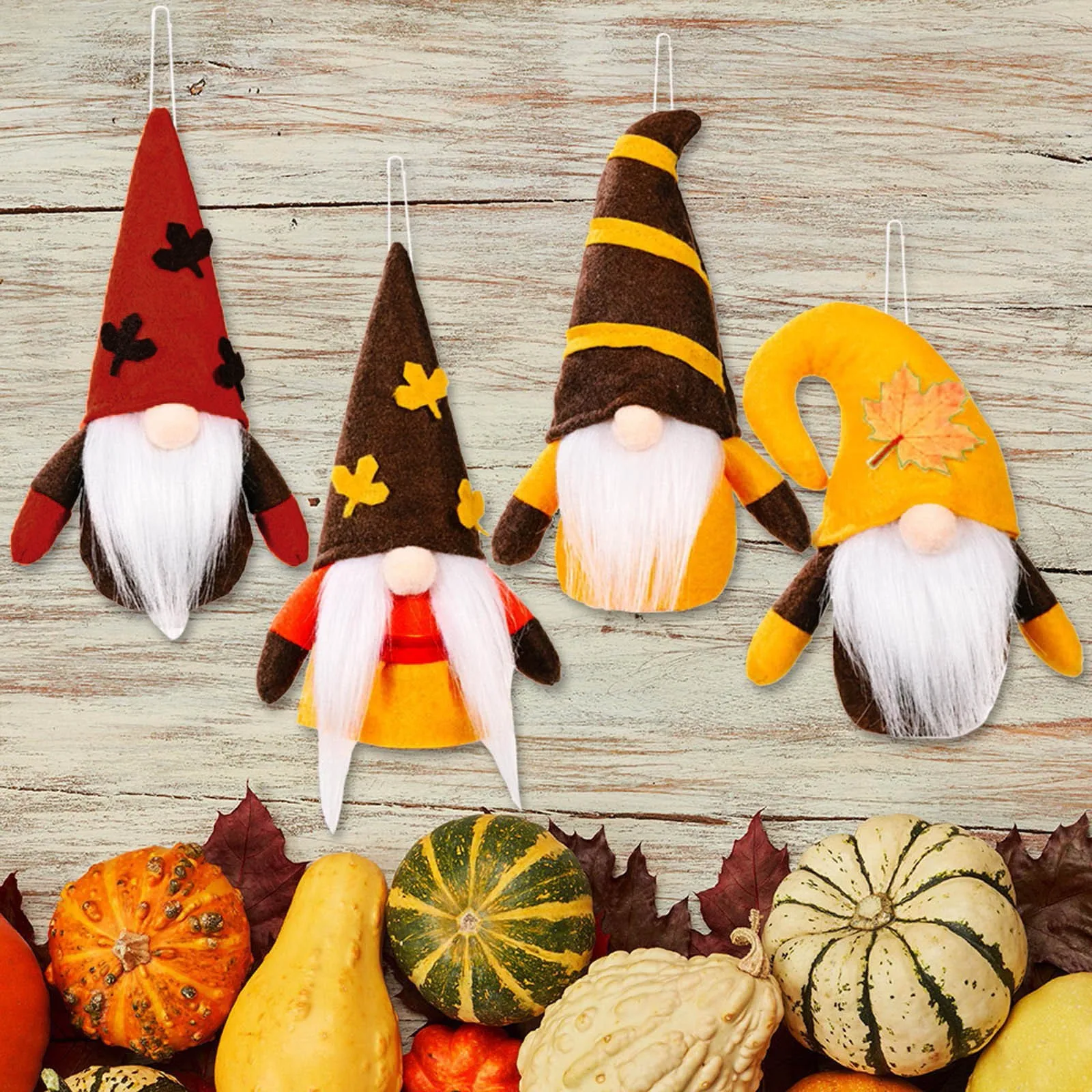 Desktop Figurines Autumn Maple Gnome Leaf Dwarf Wool Cloth Faceless Hanging Doll Pendant Home Decoration Accessories Kid Gift