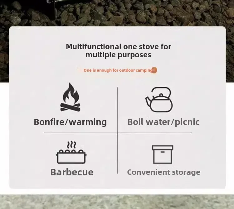 Travel outdoors, folding charcoal grill, portable campfire heater, camping incinerator, picnic wood stove