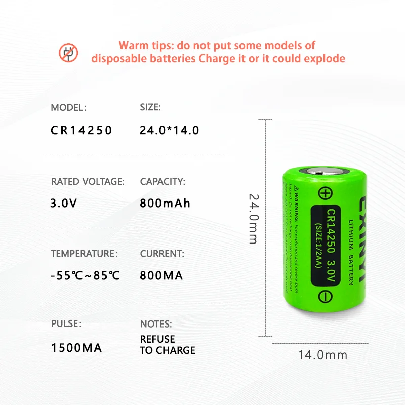 CXINYI CR14250 Add 51005 Plug 1/2AA Disposable Lithium Manganese Battery 3V Intelligent Toilet PLC Servo Control Cabinet