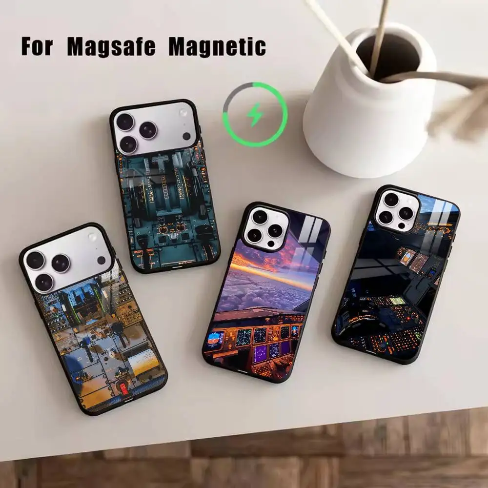 

A-Aeroplane Pilot Cockpit Phone Case For iPhone17,16,15,14,13,12,11 Plus,Pro Magnetic with Magsafe Wireless Charging