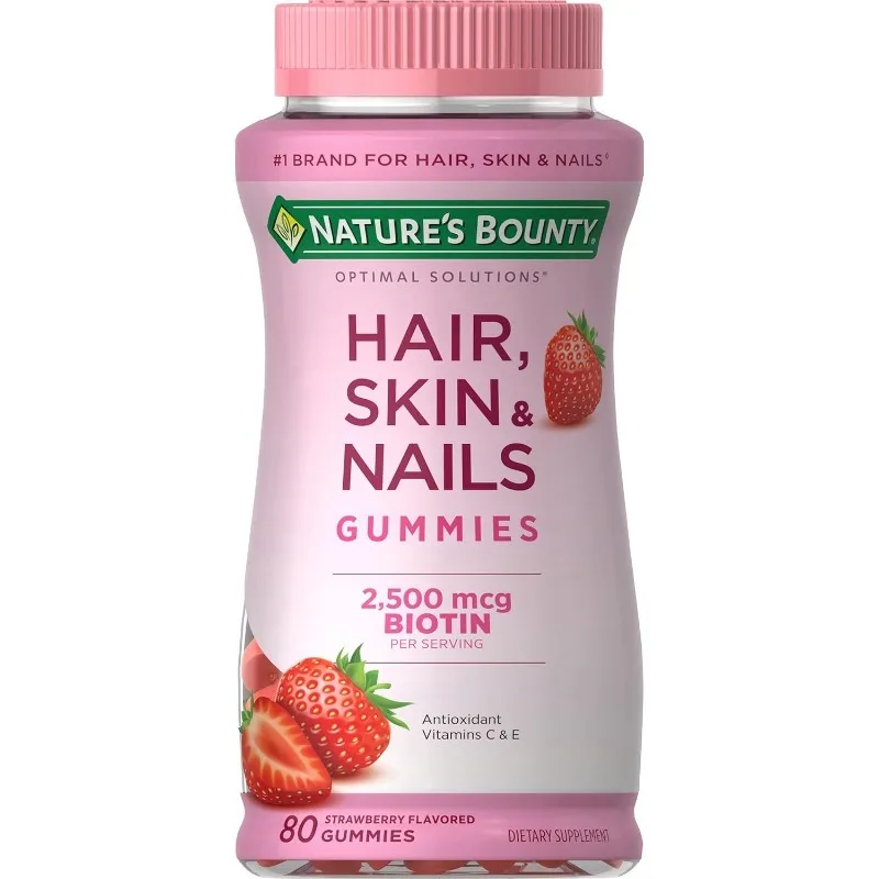 

80 Pieces Vitamin Gummies Strawberry Antioxidant Vitamin B C E Beneficial for Hair Skin Nail Restore Vitality Radiant Complexion