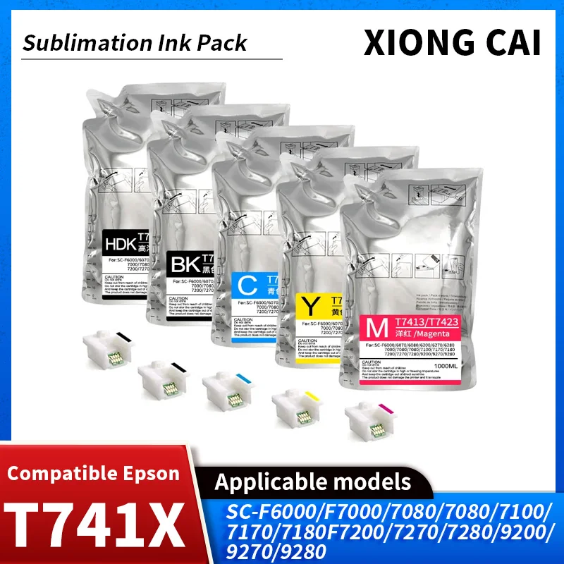 

T741X T7411 T7412 T7413 T7414 Dye Sublimation Ink Pack With Chip For Epson F6000 F7000 F6070 F6080 F6280 F7070 F6200 F7200 F6270