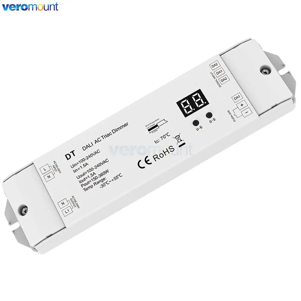 DT DT-B (DT4) 150W-360W 110V 220V AC Triac DALI Dimmer Trailing Edge 1 DALI Address 1CH to Dim Switch Single Color LED Light