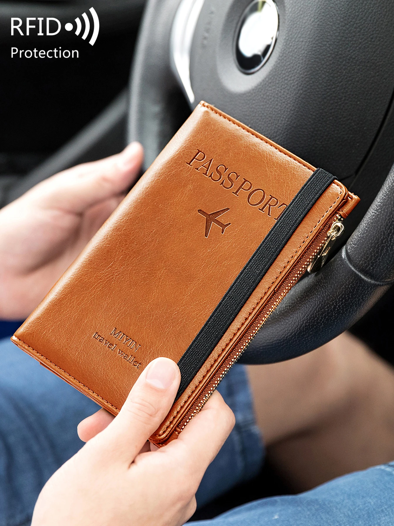 RFID Retro Business Passport Set for Women and Men PU Leather Passport Clip Multi functional Credit Card HolderTravelAccessories