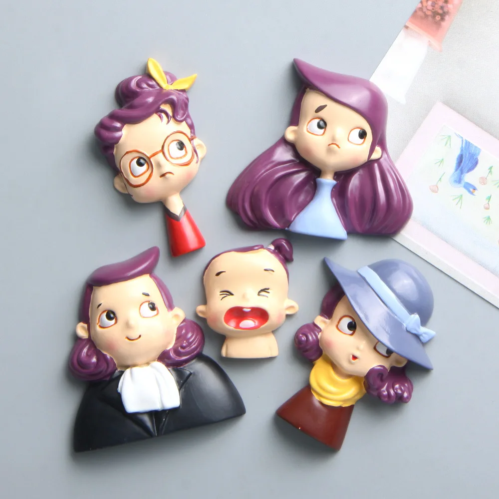 Occidental Style Cartoon Fridge Magnets Warm Home Grandpa Mom Dad Character Home Decor Magnetic Refrigerator Accessories Toys