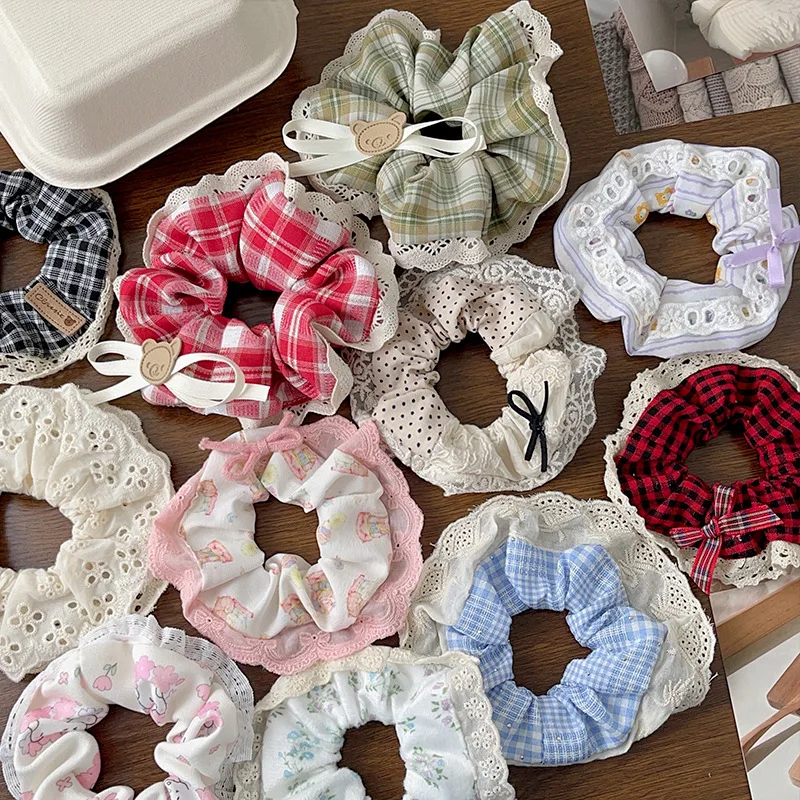 

Fresh and Cute Hair Ties Fashionable Lace-Trimmed Hair Accessories for Girls Sweet and Fresh Wide Hair Bands