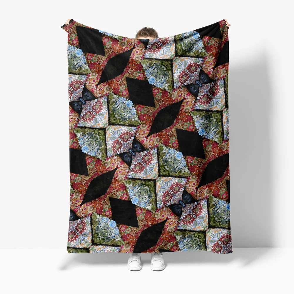 Colorful Floral Pattern Blanket Soft Cozy Throw Blanket for Sofa Bed Living Room Bedroom Decorative Gift