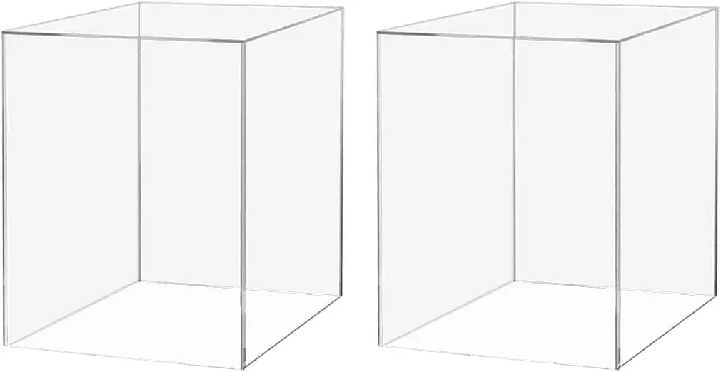 

2 Pack 12" x 12" x 16" Clear Acrylic Display Box with One Open Side No Lid Versatile Tall Plastic Retail Product Riser S