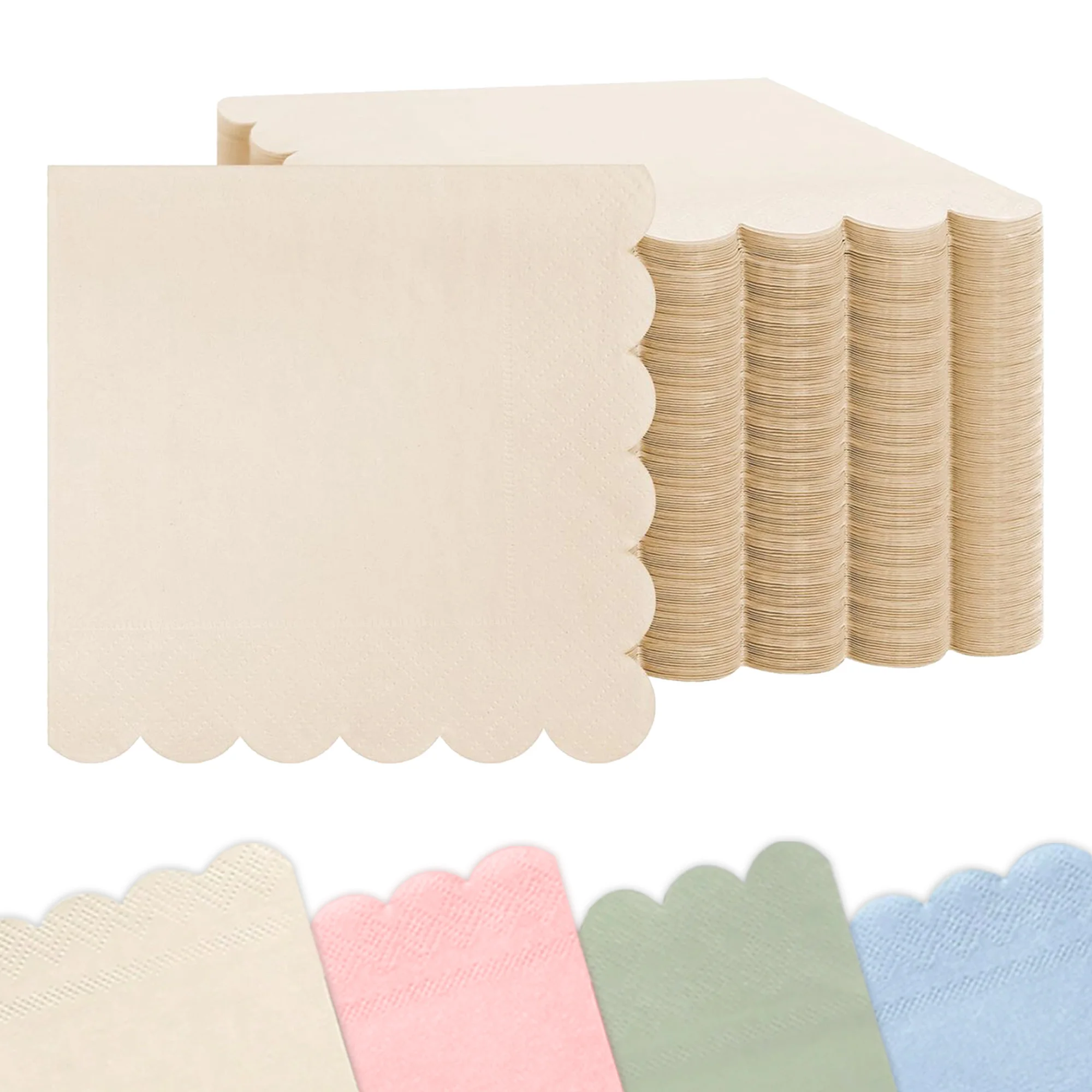 Servilletas de papel de salvia festoneadas, servilletas de cóctel, servilletas desechables para boda, fiesta, Baby Shower, cumpleaños, aniversario, Deco
