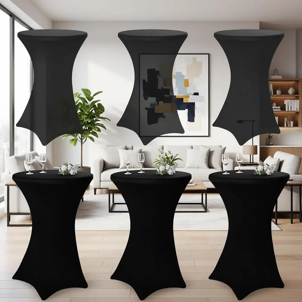 

Элегантная черная квадратная эластичная скатерть 32x43 для высоких коктейльных столов - идеально подходит для свадеб, вечеринок и банкетов