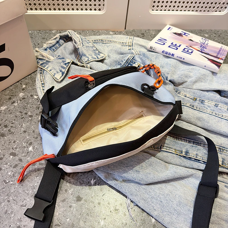 Contrasting colors Chest Rig Bag Women Fanny Pack Streetwear Chest Bags Unisex Nylon Hip hop Waist Bag Girls Phone pocket