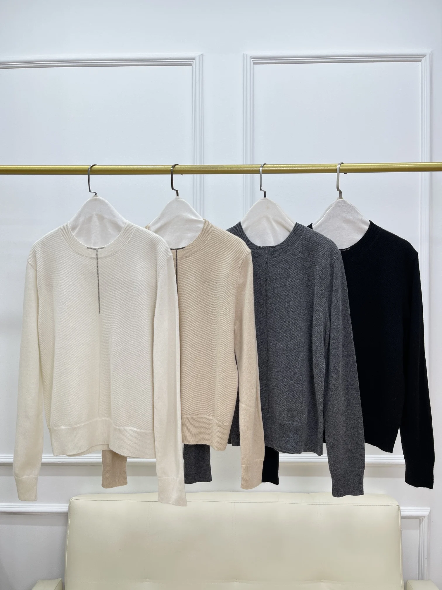 

Chain Wool Cashmere Long-Sleeved Knitted Sweater Women'S Bottoming Shirt Fashionable Pullover Top