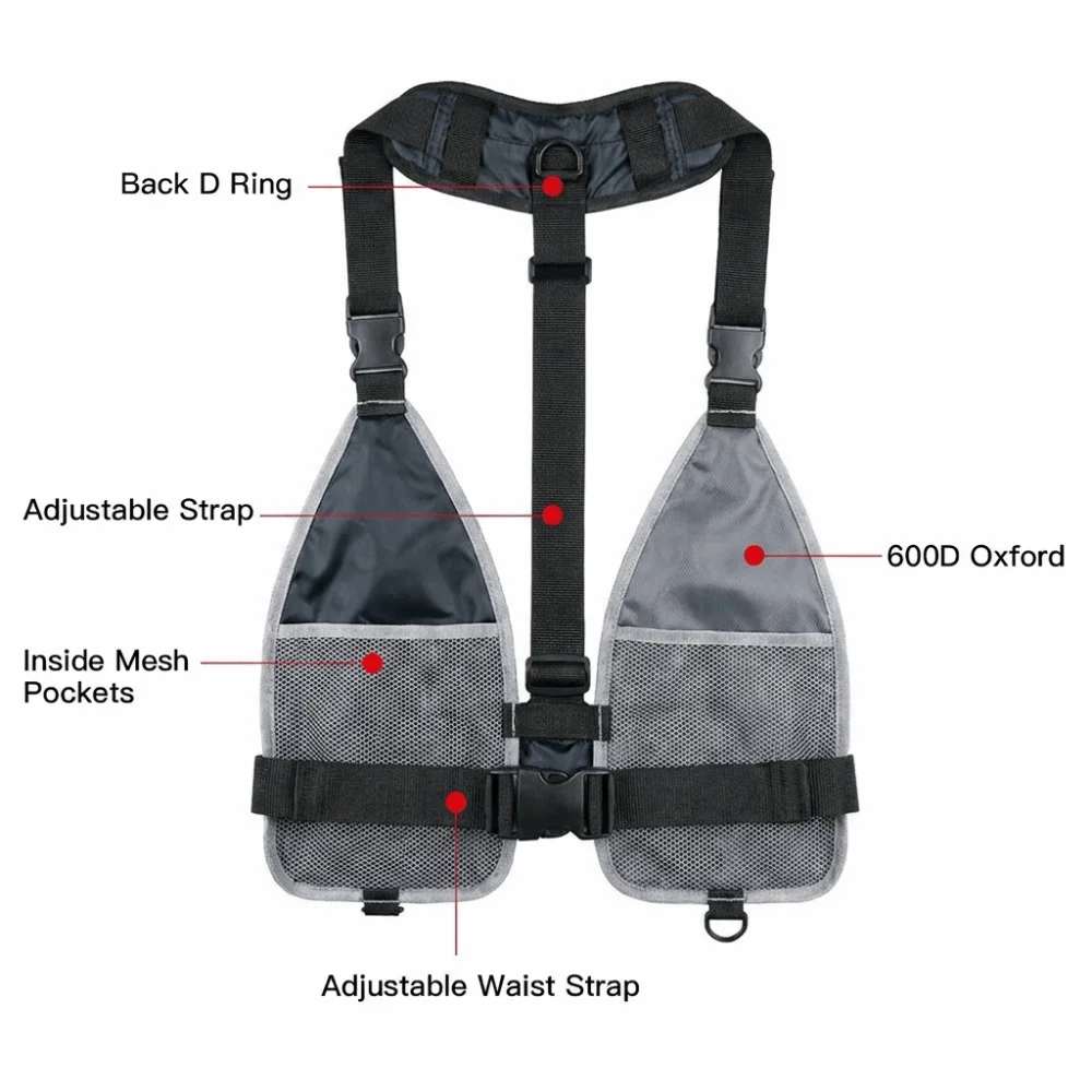 Durable Quick Dry Fishing Vest Multiple Pockets Breathable Fishing Waistcoat Lightweight Adjustable Fly Fishing Vest Boating view 2