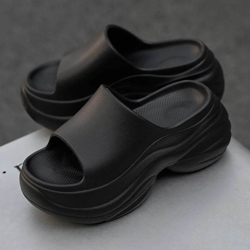 

Solid Color EVA Platform Slippers Women Thick Sole Non Slip Beach Slides Sandals Lady Summer Soft Sole Wedge Heel Slippers 7CM