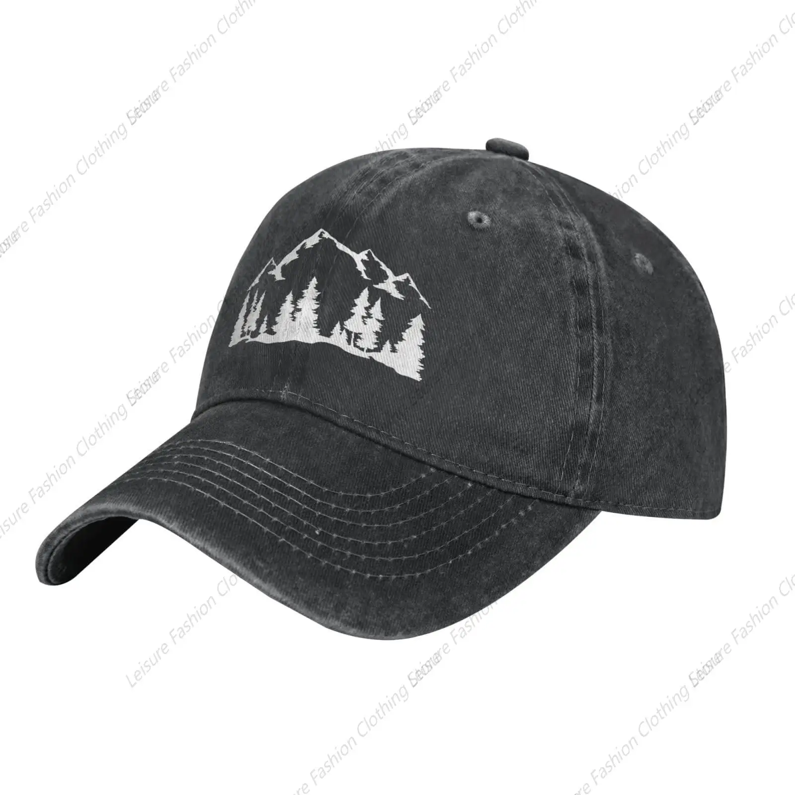 

Women's Mountain Trees Hat Washed Vintage Adjustable Baseball Cap for Dad Mom Black