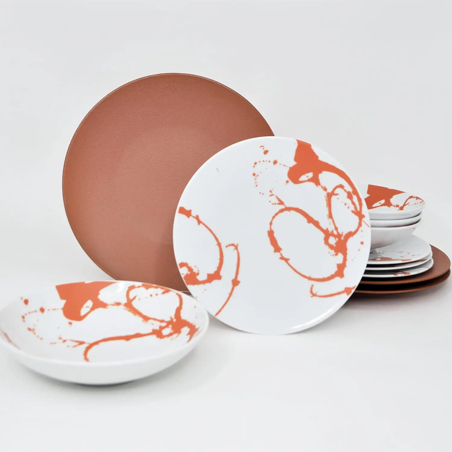 Набор столовой посуды Nile из 24 предметов — сервис на 8 лет — столовая посуда в египетском стиле, красный, большой