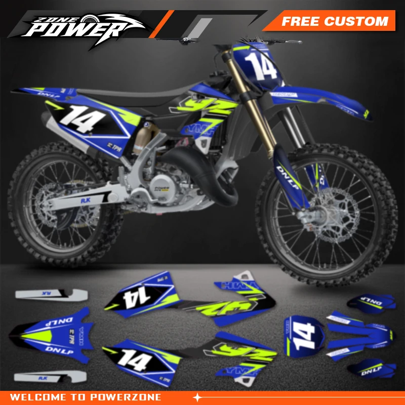 Powerzone Motorcycle Graphics Decals Sticker Kits for Yamaha YZ125 YZ250 2022 2023 2024 Custom Motorcycle Background Stickers 05