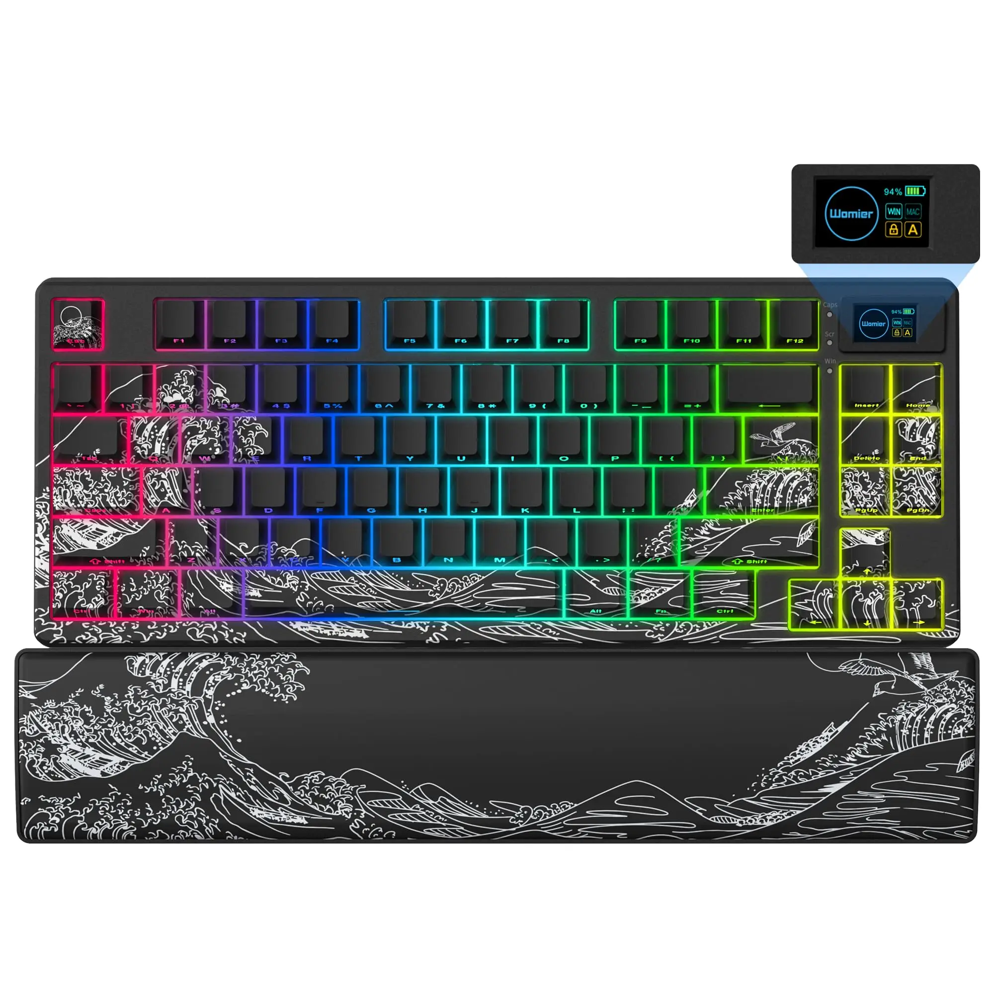 

Womier SK80 PRO 3-Modes Mechanical Keyboard Black Coral Sea Hot Swap Gasket RGB Gaming Keyboard with Color Display for Win/Mac